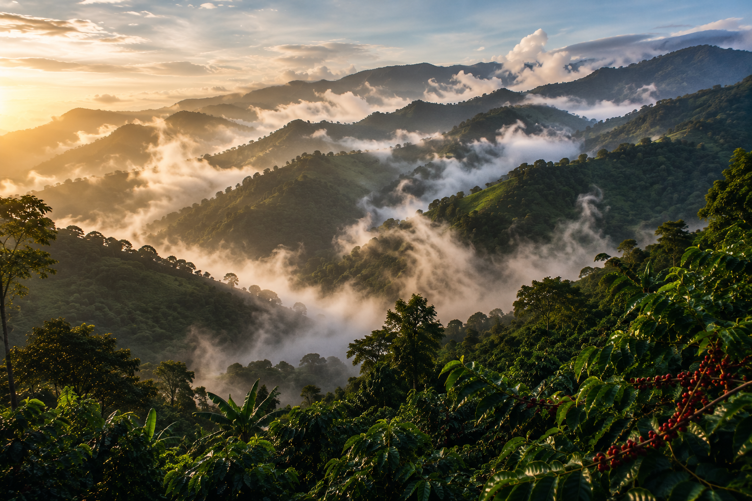 Montañas con neblina